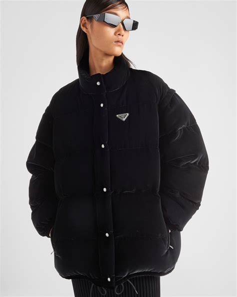 Black Convertible Velvet Down Jacket 